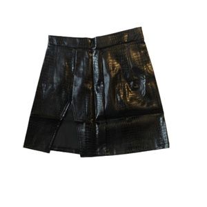 Snake print material slit skirt